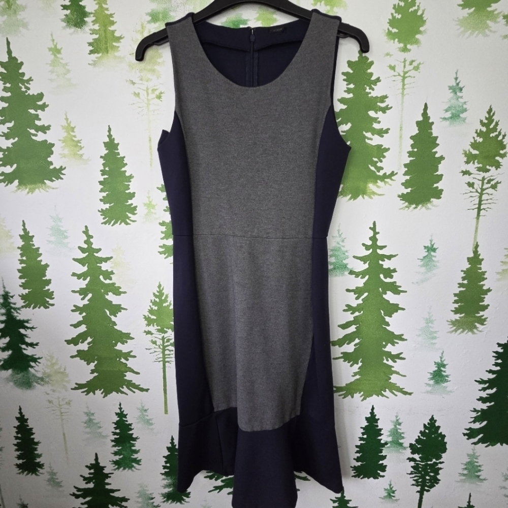 J. Crew Gray and Blue Knit Midi Dress